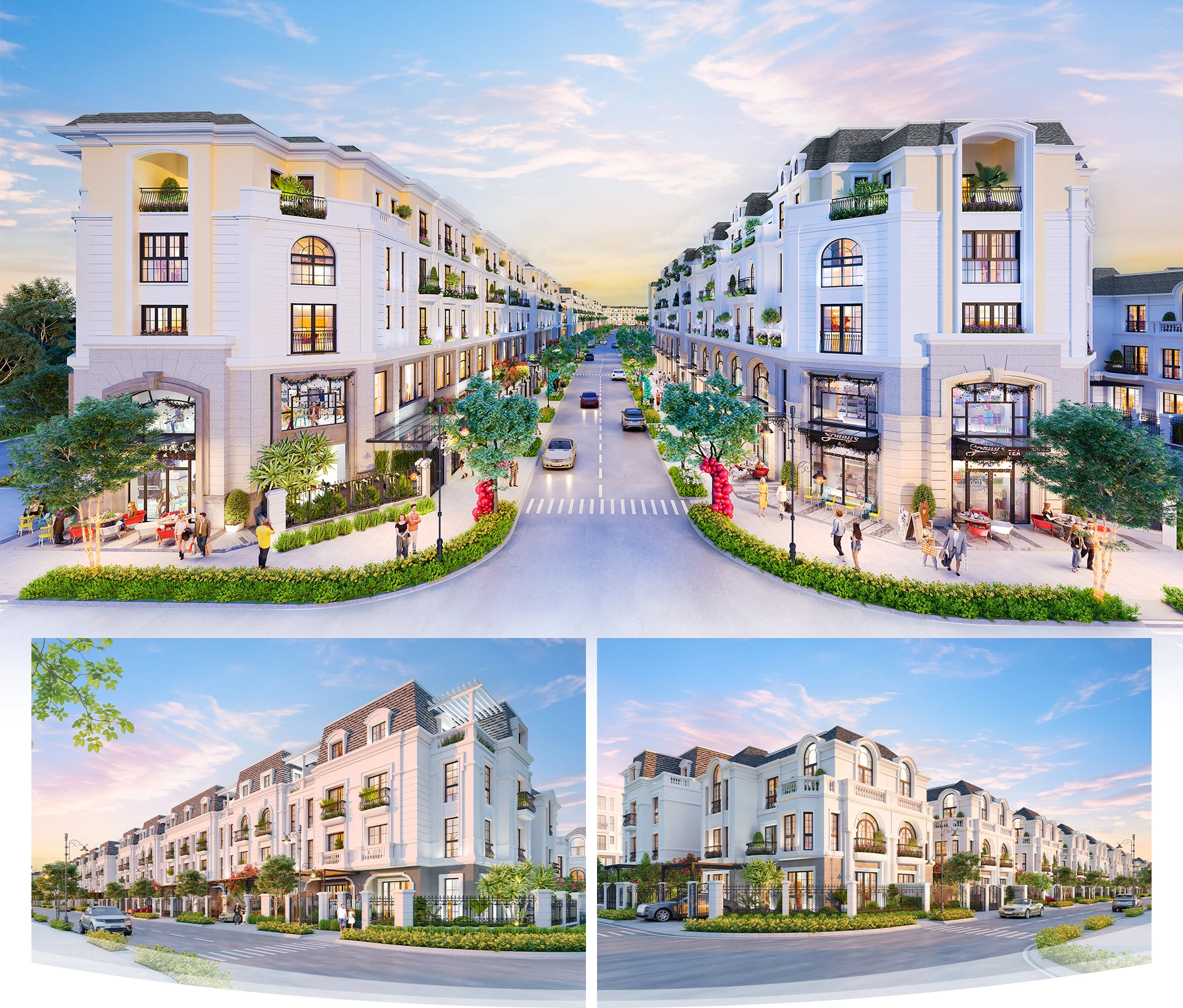 Hình phối cảnh 3D một số khu phố tại phân khu Hồng Phát.