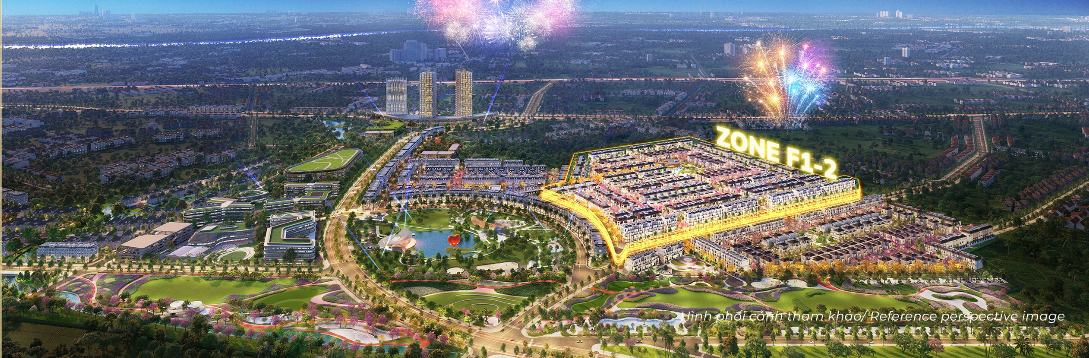 Phối cảnh zone F1-2, phân khu Hồng Phát tại Hồng Hạc City tại Bắc Ninh, vị trí giáp Gia Lâm Hà Nội. 